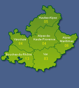 Carte Provence-Alpes-Cote d'Azur